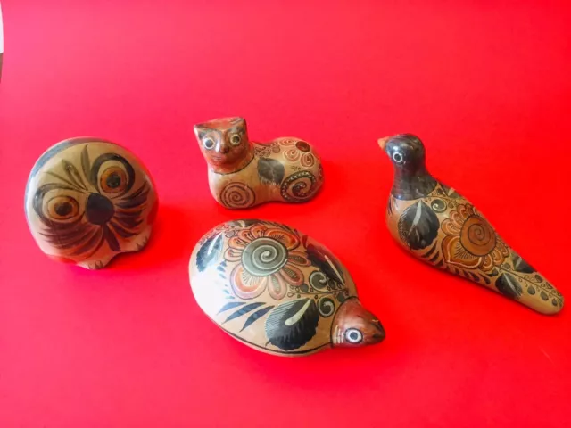🔴 Tonala Jalisco Set 4 figure in terracotta originali anni 60 70 era gambone