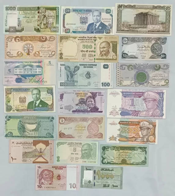 World Currency, plein De 20, Tout Différent Billets Banque, Mostly Haut Grade,