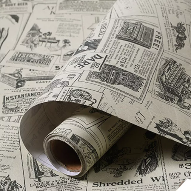 3m Vintage Newspaper Wallpaper Vinyl Self Adhesive Furniture Wall Stickers Home