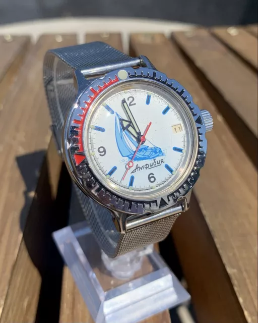 Vintage Soviet Automatic Watch Vostok Amphibia Made In USSR Mechanical 1980s