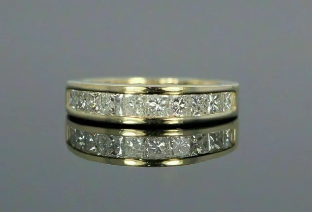 0.50 Ct Princess Cut Simulated Diamond Wedding Band Ring 14k Yellow Gold Plated