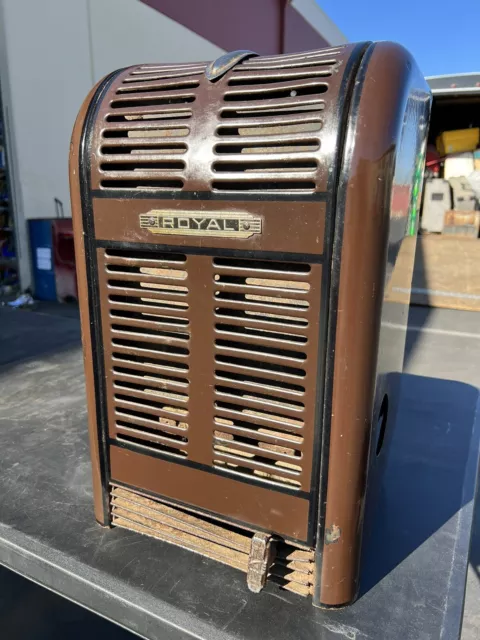 Vintage ￼￼Royal Armstrong 915 Gas Room Heater Art Deco Brown Porcelain 19” X 12”