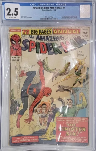 Amazing Spider-Man Annual #1 CGC 2.5 OW Key 🔑 Issue! First Sinister Six!