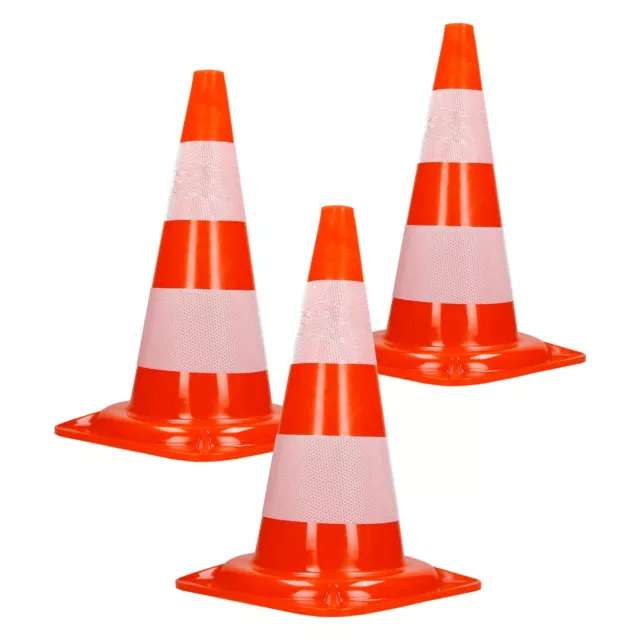 Cônes de signalisation routière cône de chantier orange blanc 47 cm 3 pièces