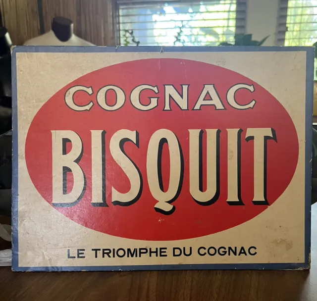 Vintage Cognac Bisquit Cardboard Advertising Poster/Sign