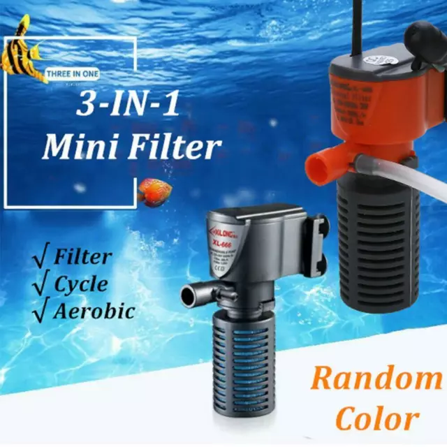 3 in1 Aquarium Filter Submersible Oxygen Internal Fish Tank Air Water Pump Tool