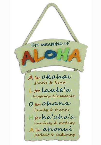 Hawaiian Style Hanging Wall Wood Sign Aloha Means Island Hawaii Home Bar Decor N
