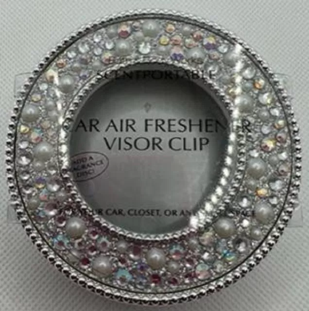 Bath & Body Works Silver Pearl Gem Ring Scentportable Visor Clip Car Freshener