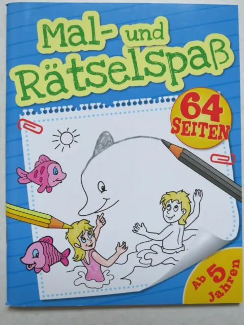 BUCH Kinder Mal-RÄTSEL 64 Seiten Lösungsbuch Spiele & Denksport - Malen