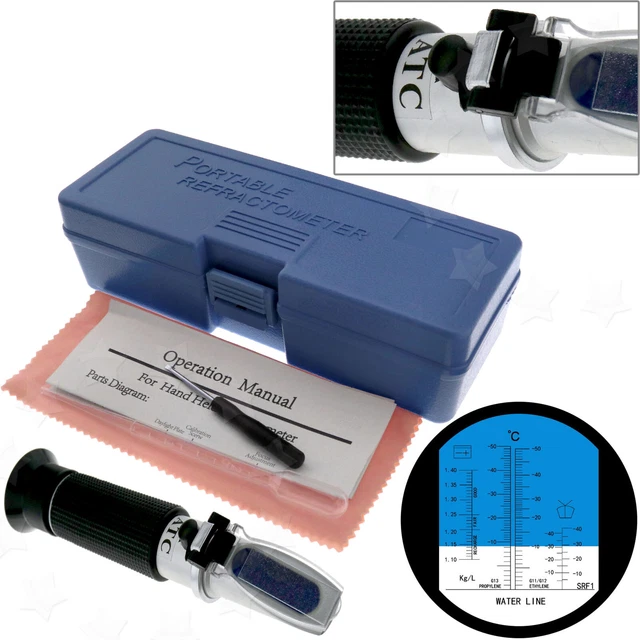 GLYCOL REFRACTOMETER BATTERY Engine Antifreeze Fluid Coolant Tester