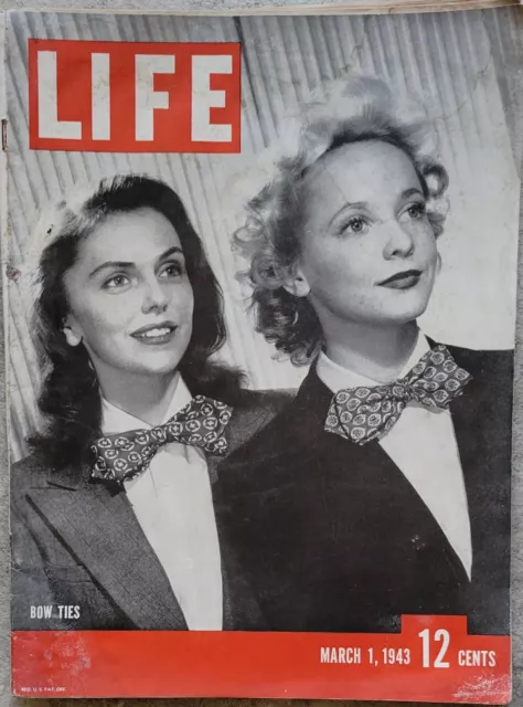 Life Magazine March 1, 1943 Cover =  Bow Tie Fashion / Lucky Strike Cigarettes