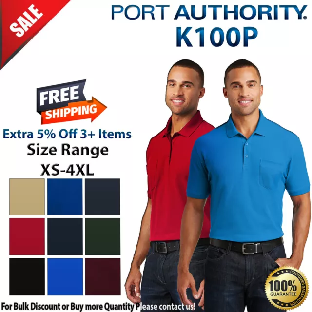 Port Authority Mens Short Sleeve Three Button Core Classic Pique Polo Shirt K100