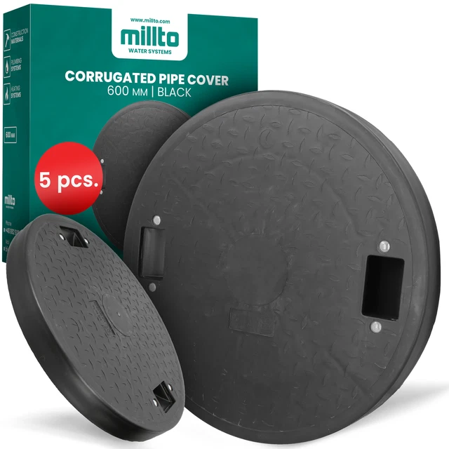 5x Millto™ Schachtabdeckung Kanaldeckel Kontrollschacht Abdeckung 600mm Wellrohr