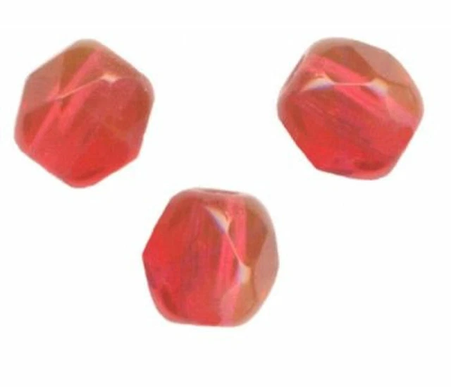 10 PERLES FACETTES DE BOHEME  10 mm  CORAIL