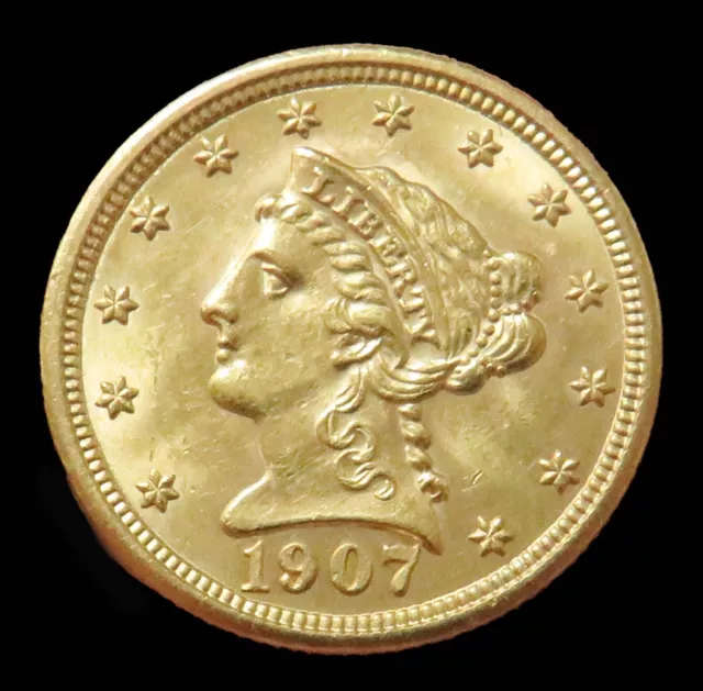 1907 Gold Us Liberty Head $2.50 Quarter Eagle $2 1/2 Coin Mint State