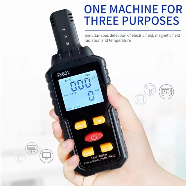 Black Digital LCD Electromagnetic Radiation Detector EMF Meter Dosimeter Tester