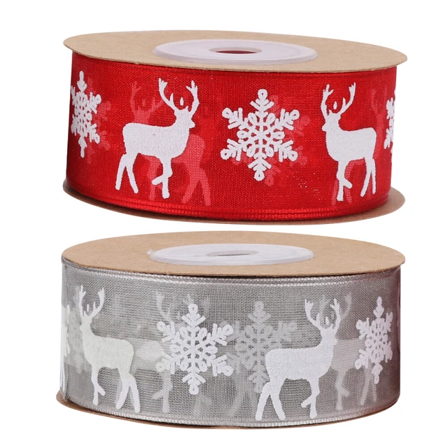 2Pcs xmas trees ribbon Frohe Weihnachten Band DIY Floral Bögen Zubehör Weihnacht