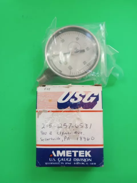 USG Ametek 1X686 154694 Pressure Gauge 100 PSI 1/4 ANPT LM 2