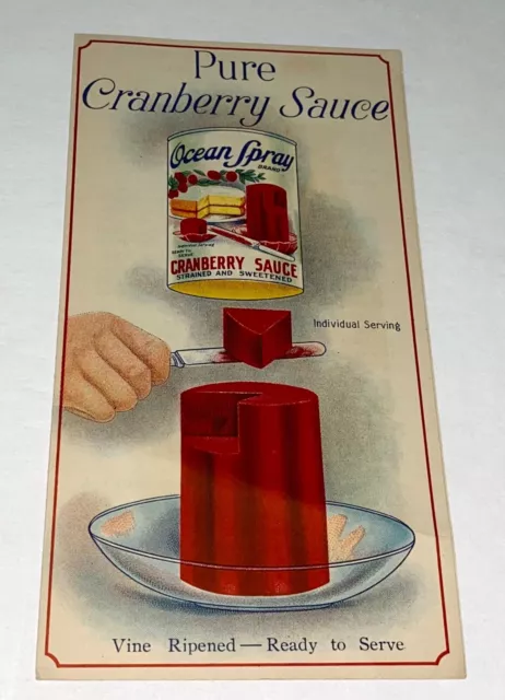 Antique American Pure Cranberry Sauce Ocean Spray Advertising Pamphlet! C.1930's