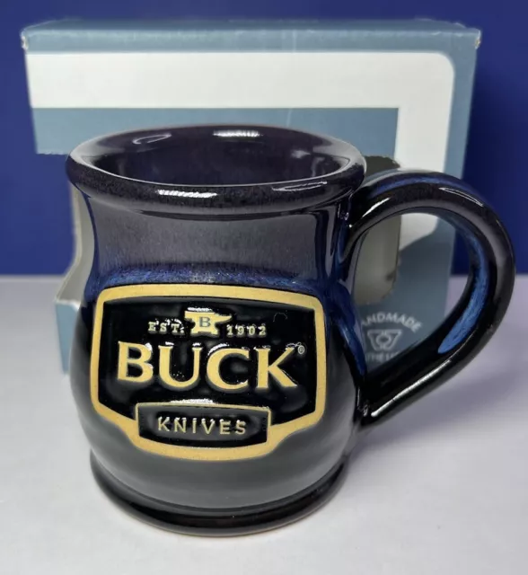 Buck Knives Coffee Mug Deneen Pottery HandThrown 2019 Made in USA Blue/Black