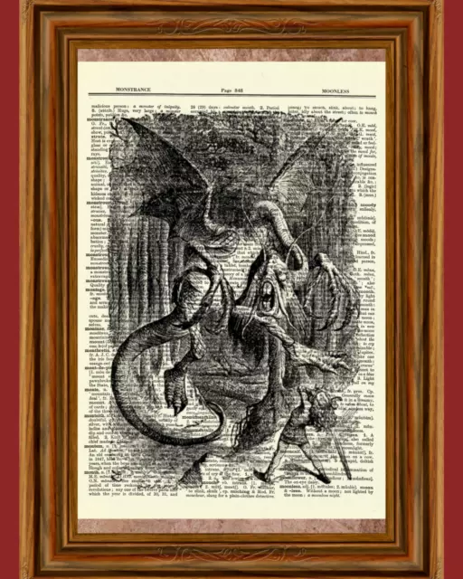 Jabberwocky Alice in Wonderland Dictionary Art Print Picture Jabberwock Poster