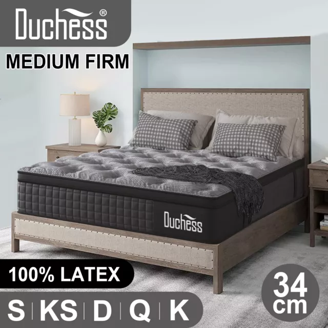 Duchess Mattress 5 Zone Queen Pocket Spring Latex Foam Medium Firm 34cm ALL SIZE