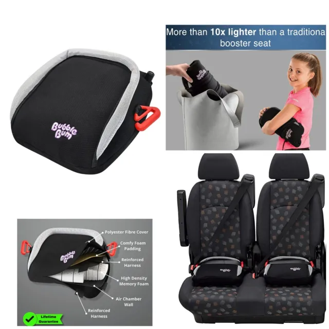 BubbleBum Backless Inflatable Travel Booster Car Seat Black Portable Girl / Boy