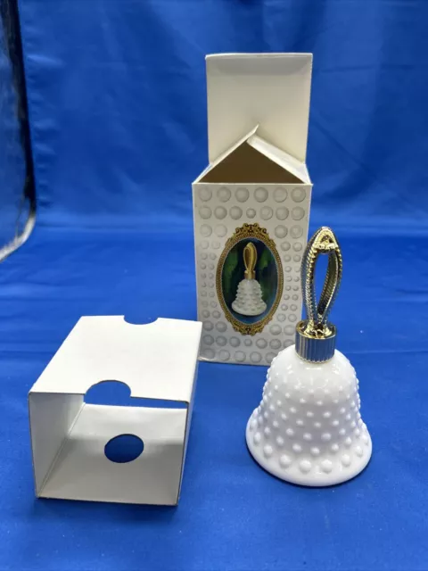 Vintage Hobnail Milk Glass Bell-Shaped Avon Bottle W/2oz Unforgettable Cologne