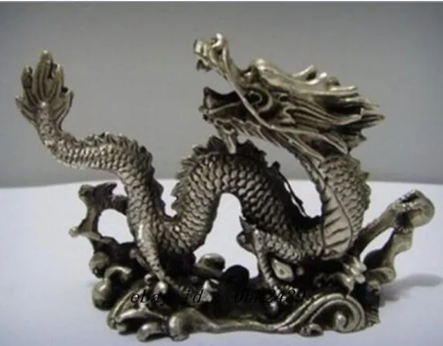 Old Chinese Handwork Copper Carved Luck Dragon Statues