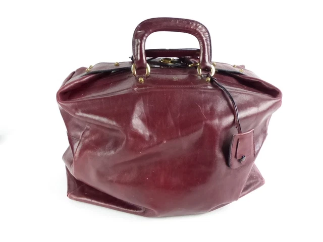 Aigner kleine Vintage Arzttasche Hebammentasche Doktortasche Leder bordeaux (W)