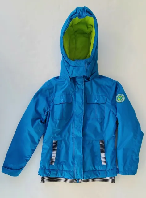 Weatherproof Girls Blue/Lime Winter Hooded Coat/Jacket Large 10/12