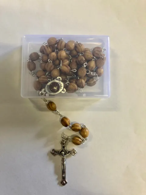 10 x NEW Wooden Rosary Beads Necklace in Gift Box