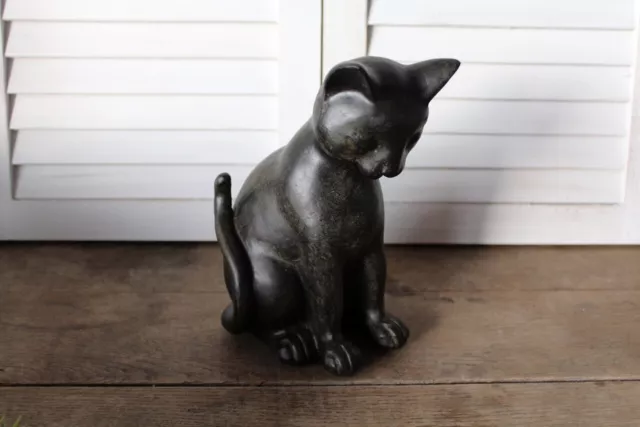 Dekofigur Katze sitzend Skulptur Tierfigur Katzenfigur Nostalgie