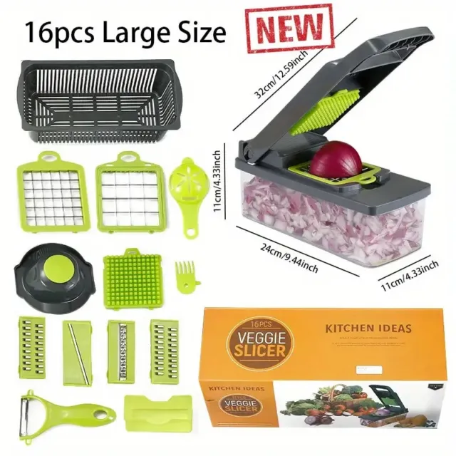16pcs set Slicer Kitchen Multi-function Vegetable Cutter Dicer Shredder