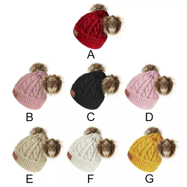 Newborn Kid Baby Girls Boys Winter Hats Cap Double Ball Hat Pom Pom Beanie Hat