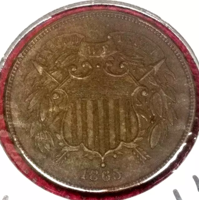 1865 Two Cent Piece, AU-MS ** Free Shipping!