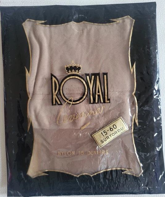 Paire De Bas Nylon Voile Vintage Royal Cévennes Taille 1 – Beige, Avec Coutures, Neuve Avec étiquettes