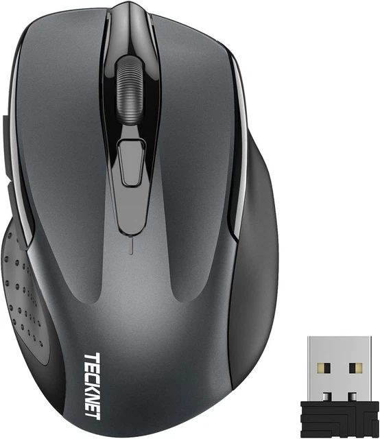 Souris Optique Sans Fil 2.4 GHz - 6 Boutons, 1800 DPI - USB 2.0 - Noire - Pour PC - Neuf