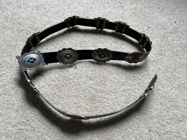 Frederick Chavez Navajo Sterling Silver and Turquoise Concho Belt