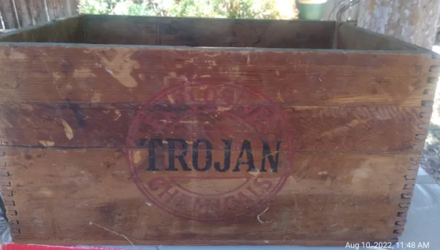 Trojan Explosive Chemicals Empty Wood Crate Wood Box