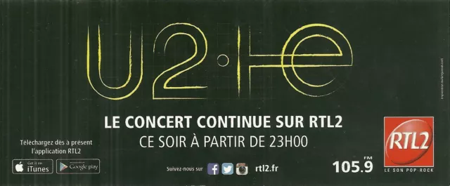 Rare / Flyer - U2 Bono : Concert Live A Paris Stade De France 2015 2