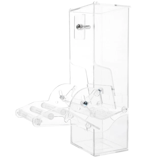 Mangeoire à Oiseaux Sans Désordre Avec Perchoir Distributeur Automatique De Nourriture Pour Oiseaux En Acrylique, Installation Gratuite Pour Graines De Perroquet