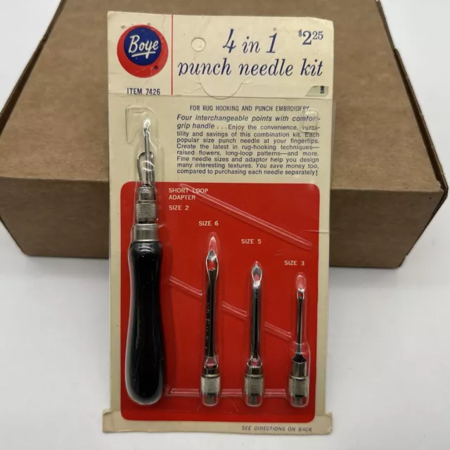 Boye 4 in 1 Punch Needle Kit 7426 Rug Hooking Punch Embroidery USA Craft Tool