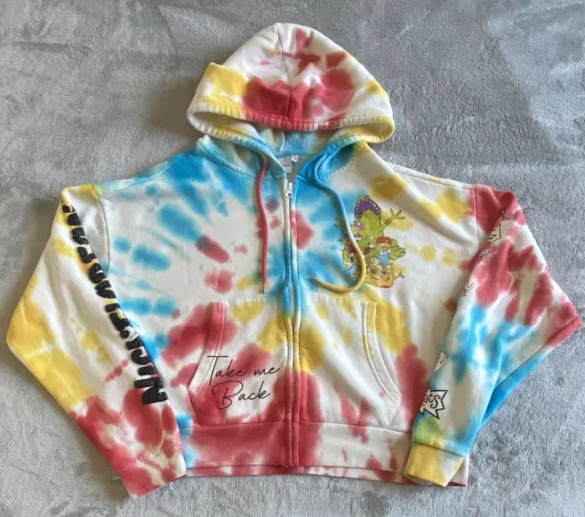 NICKELODEON TIE-DYE HOODIE Size XL Red Blue Yellow White Rugrats ...