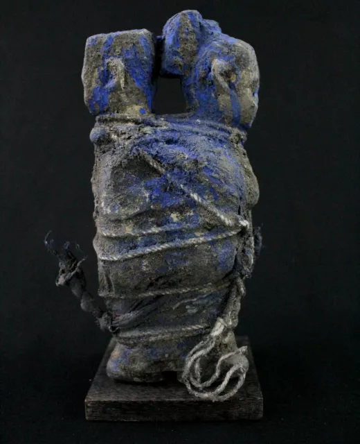 Arte Africana Estatua Estatuilla Antiguo Pareja Protección Fon Sobre Base - 19