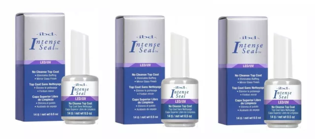 IBD LED/UV Intense Seal No Cleanse Top Coat 14ml 0.5 oz Pack of 3