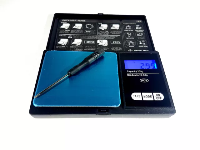 Mini escala digital profesional de bolsillo 200 g de capacidad + pantalla LCD de precisión de 0,01 g