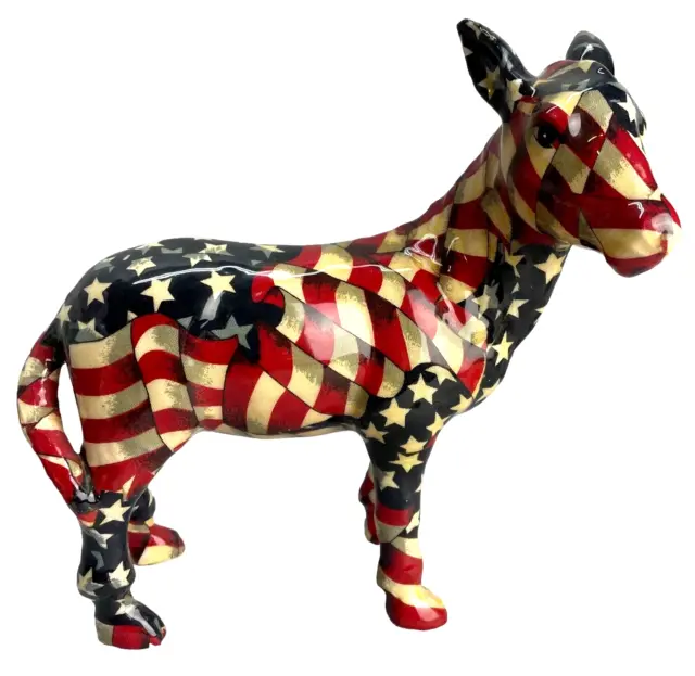 Donkey Figurine American Flag La Vie Porcelain Stars Stripes Patriotic USA  Vtg