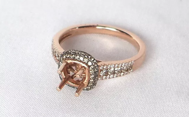 Le Vian Mens 14K Rose Gold Chocolate/Vanilla Diamond Ring Setting 5.5G Sz 11 EXC