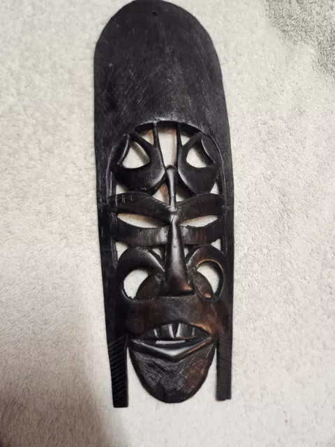 1970's Kenya Hand Crafted MAKONDE TRIBE TANZANIA African  MASK Black EBONY WOOD